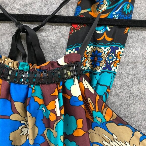 Arden B 100% Silk Cami Halter Top Womens S Multicolor Floral Tropical Beachy - Picture 7 of 11